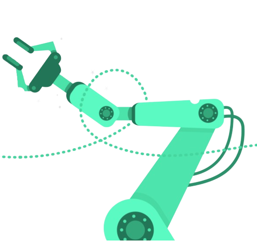 Eine grüne Illustration eines Roboterarms