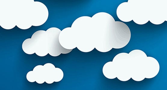 Grafik von Wolken auf einem blauen Hintergrund