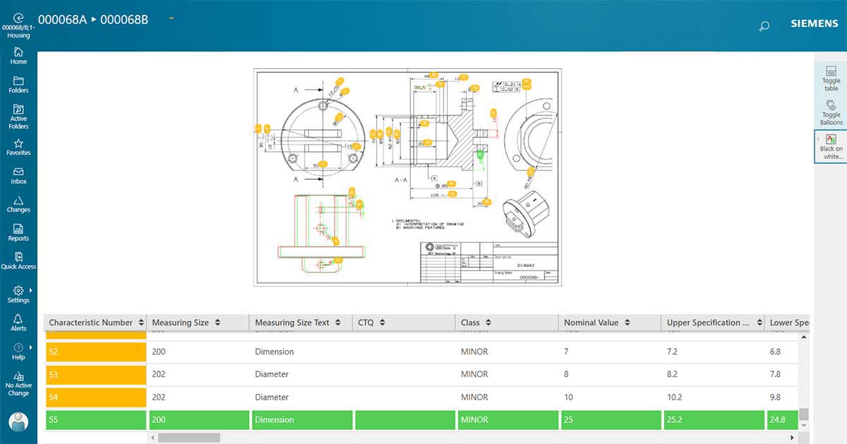 A computer screen displays a comparison of technical drawings